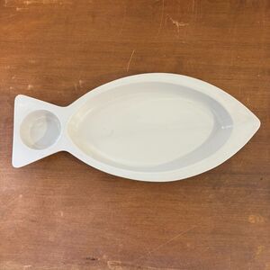 Mid Century Modern Atomic Cream Colored Hall Pottery Fish Serving Platter